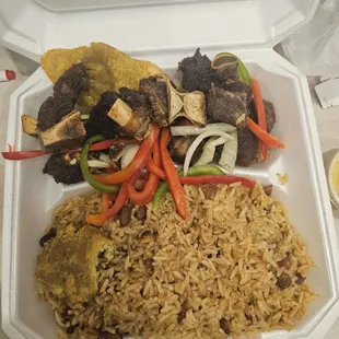 Rice with fried goat (I ordered fried pork but there must have been a mix up)