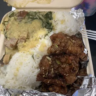 Mung bean with pork and garlic chicken