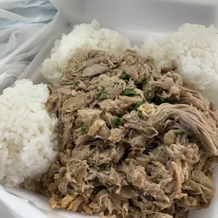 A regular plate of kalua pork for $8.50