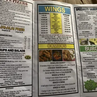 the menu of the restaurant