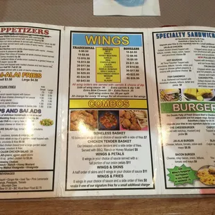 The menu.