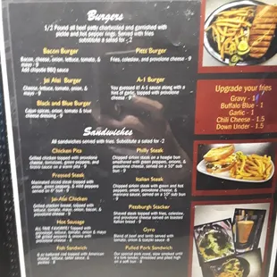 the menu for the restaurant