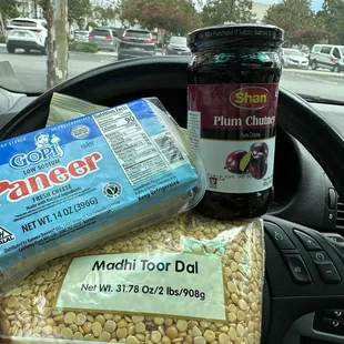 Yellow lentils &amp; paneer, plum chutney