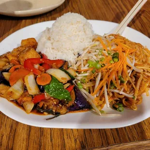 Combo 7 - spicy eggplant with tofu on the left (yum!) and phad thai on the right