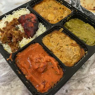 a tray of indian food