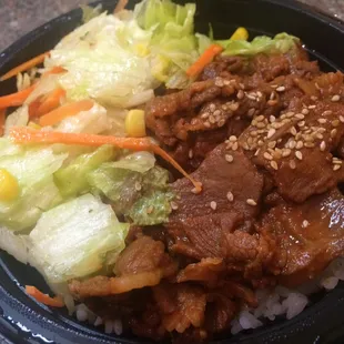 They have food bowls here?! $7.99 Pork bowl (also have beef or chicken). It was alright. Lots of hidden rice under all of that.