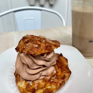 Hazelnut cream chouquette &amp; draft latte