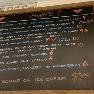 Sweet menu