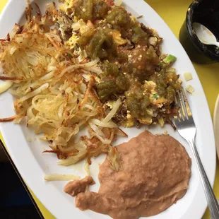 Machaca plate no cheese, covered w/ salsa