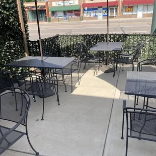 tables and chairs outside