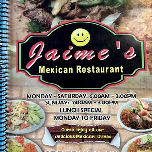 Menu cover.