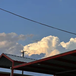 a view of the sky and clouds