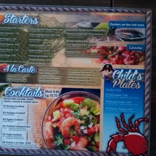 a menu for a seafood restaurant