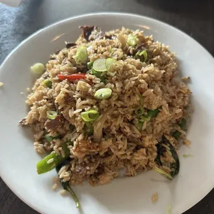 basil fried rice (subbed broccoli for green beans and added beef)