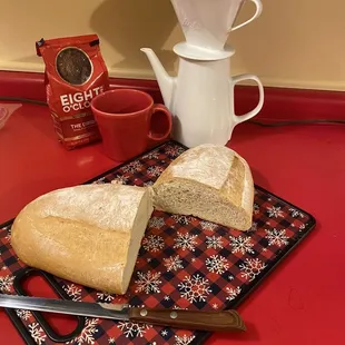 a loaf of bread on a cutting board