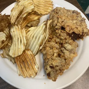 chicken fried stake waffle fries.