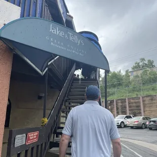 The restaurant is on the top level.