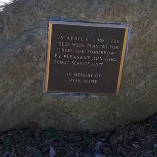 a memorial on the west side of the park commemorates a tree planting