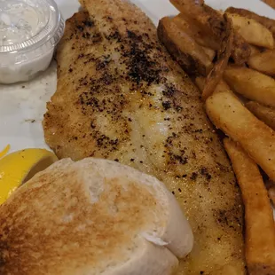 Lemon Butter Grouper with fries  The fries were fantastic!