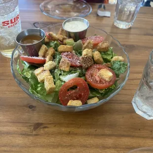 House salad with vinaigrette and ranch dressing