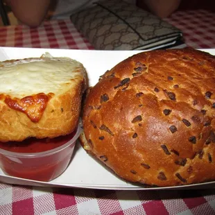 italian stacker and garlic bread