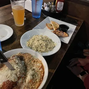 Chicken Parmesan 6 Oz. Grilled Atlantic Salmon Filet Fettuccine Large Alfredo