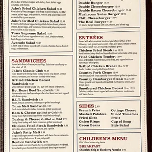 the menu of the restaurant