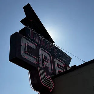 Jake&apos;s Cafe signage on 2nd St.