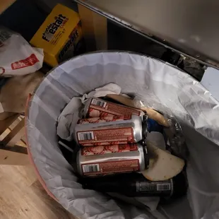 Unopened vinegar beer in my trash