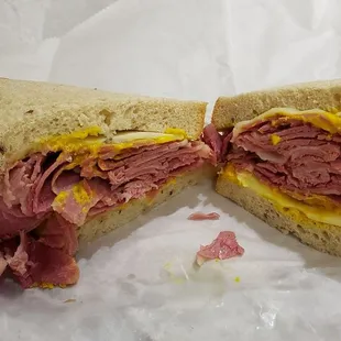 Reuben with swiss and mustard