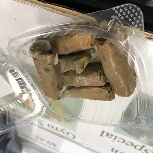 Grape leaves covered in mold.