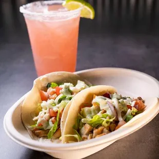 two tacos and a drink