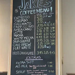 Coffee menu 12.19.23