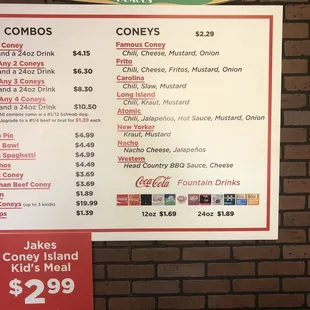 the price of the menu