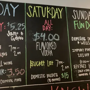 This is when we went. The buckets being 5 beers still cracks me up. Just give me the dang 6 pack y'all!