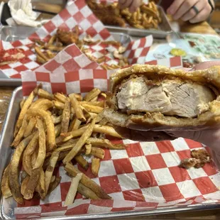 Thick chicken sandwhich and fries.
