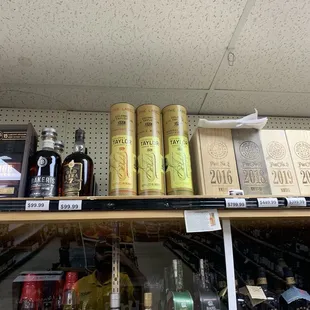 a shelf of liquor