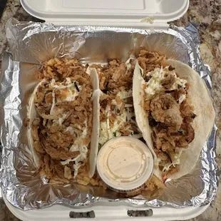 Bbq Pork Tacos- so good!! Really nice combo of flavors and generous portion.