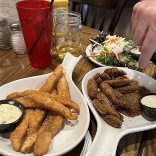 Walleye Fingers, Portobello Mushrooms, &amp; Side Salad
