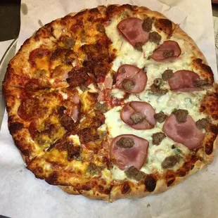 THICK CRUST  1/2 porky pig  1/2 house special