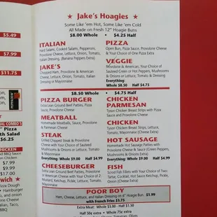 Jakes menu