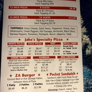 menu