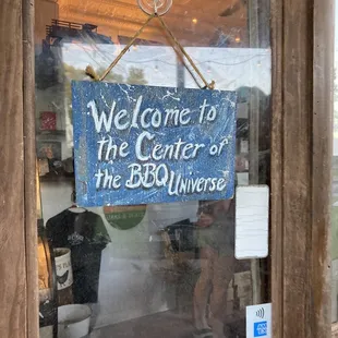 the entrance to the center of the bbq universe