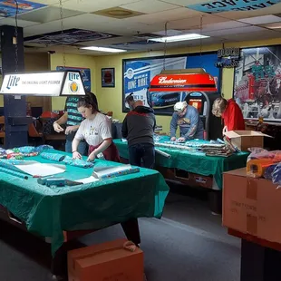 Wrapping area in game room.