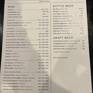 Drink Menu