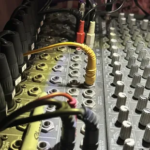 a close up of a mixing board