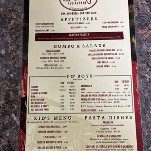 menu