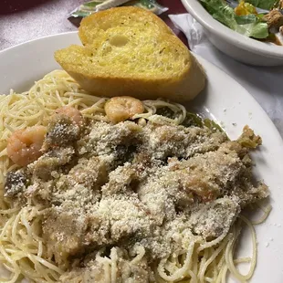 Stuffed Bell Pepper over pasta