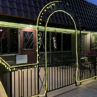 the entrance to the restaurant