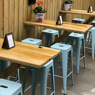 Jake's new launched Patio Sloop Bar features a TV for sports viewing, plus shade, fans and misters for a hot day!